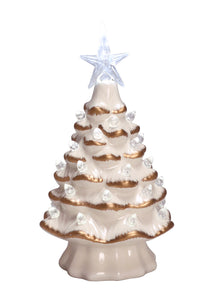 7.5" Ivory and Gold Ceramic Tree