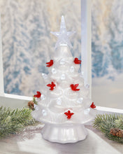 Load image into Gallery viewer, 7.5&quot; LED Ceramic Iridescent White Cardinal Tree
