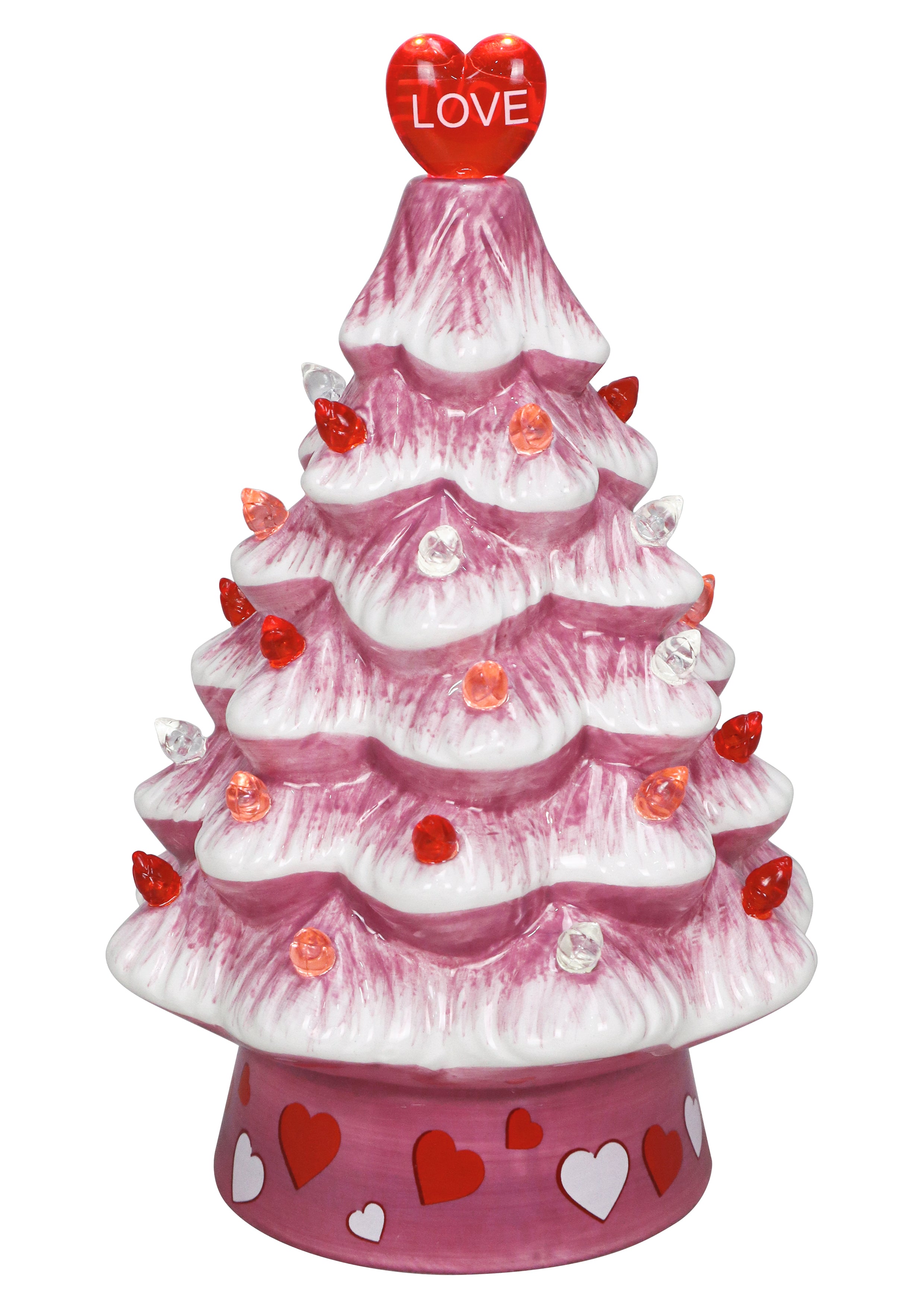 ★ yukollection★ピンクバラプレート★お家★ツリーとプレゼント 7.5 Inch Pink Ceramic Valentine's Day Tree – Barbaras Hallmark