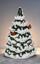 Load image into Gallery viewer, 8" Cardinals on Frosted Pines Ceramic Tree
