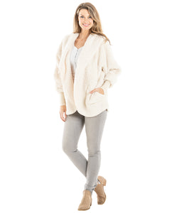 Oatmeal Lightweight Sherpa Wrap with Hood