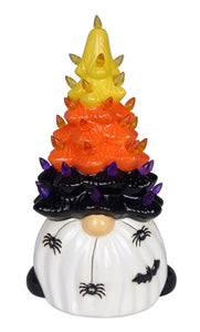 12.75" Light Up Ceramic Gnome Halloween Tree
