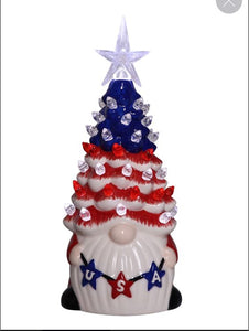 8.125 Inch Ceramic Patriotic Gnome Tree